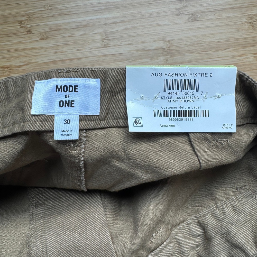 Mode Of One Mens Army Brown Relaxed Fit Straight Leg Utility Pants 30 - Picture 5 of 15